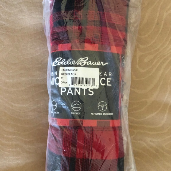 New Eddie Bauer Men's Plaid Classic Microfleece Pants SZ XL - Picture 3 of 4